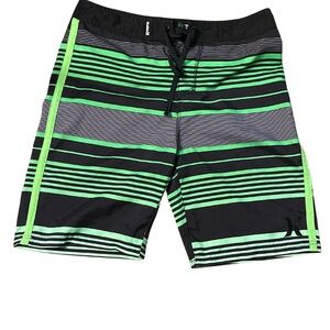 Hurley Green and Black Mens Board Shorts Swimwear